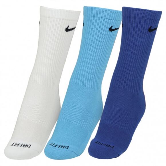 NEW Nike Dri-FIT Everyday Plus Cushion Crew Socks 3 Pack Blue Size L SX6888-963 - Picture 2 of 8